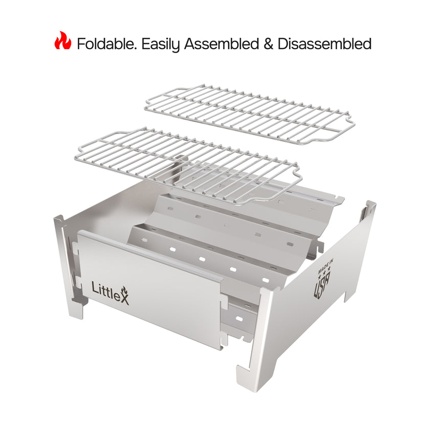 Portable Foldable Small Charcoal Grill & BBQ | Camping Stove | Stainle